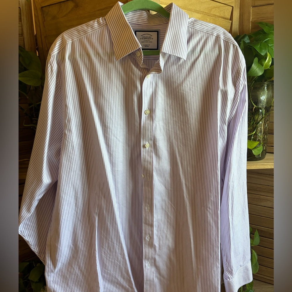 Charles Tyrwhitt Purple Striped Dress Shirt